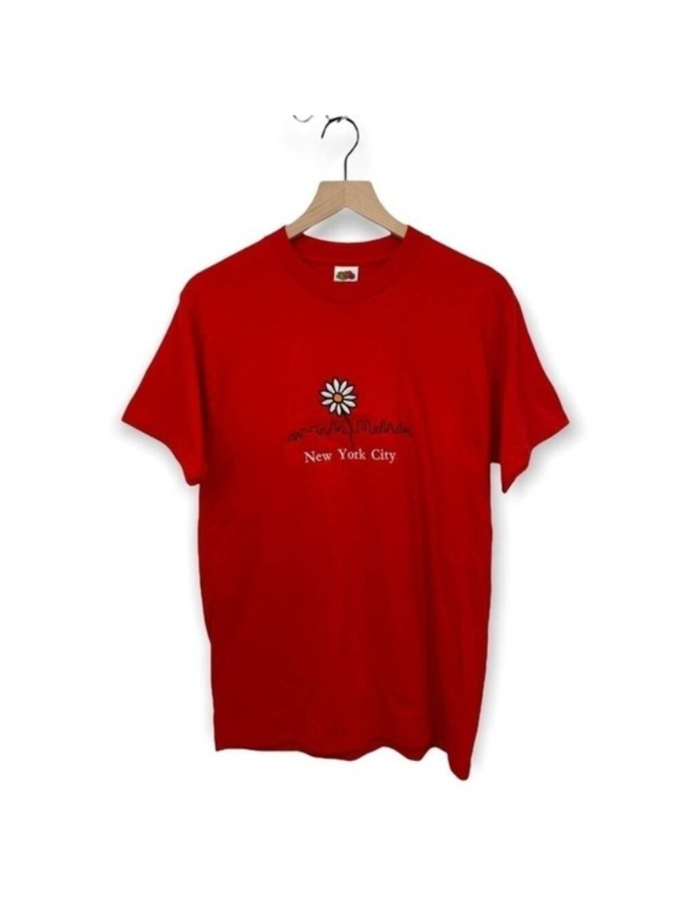 Y2K Embroidered New York City Graphic Red Tee T-Shirt